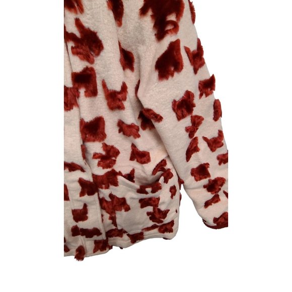 Glamorous Faux Fur Accent Womens Size Small Coat Pink and Red Abstract Quirky - Picture 7 of 11